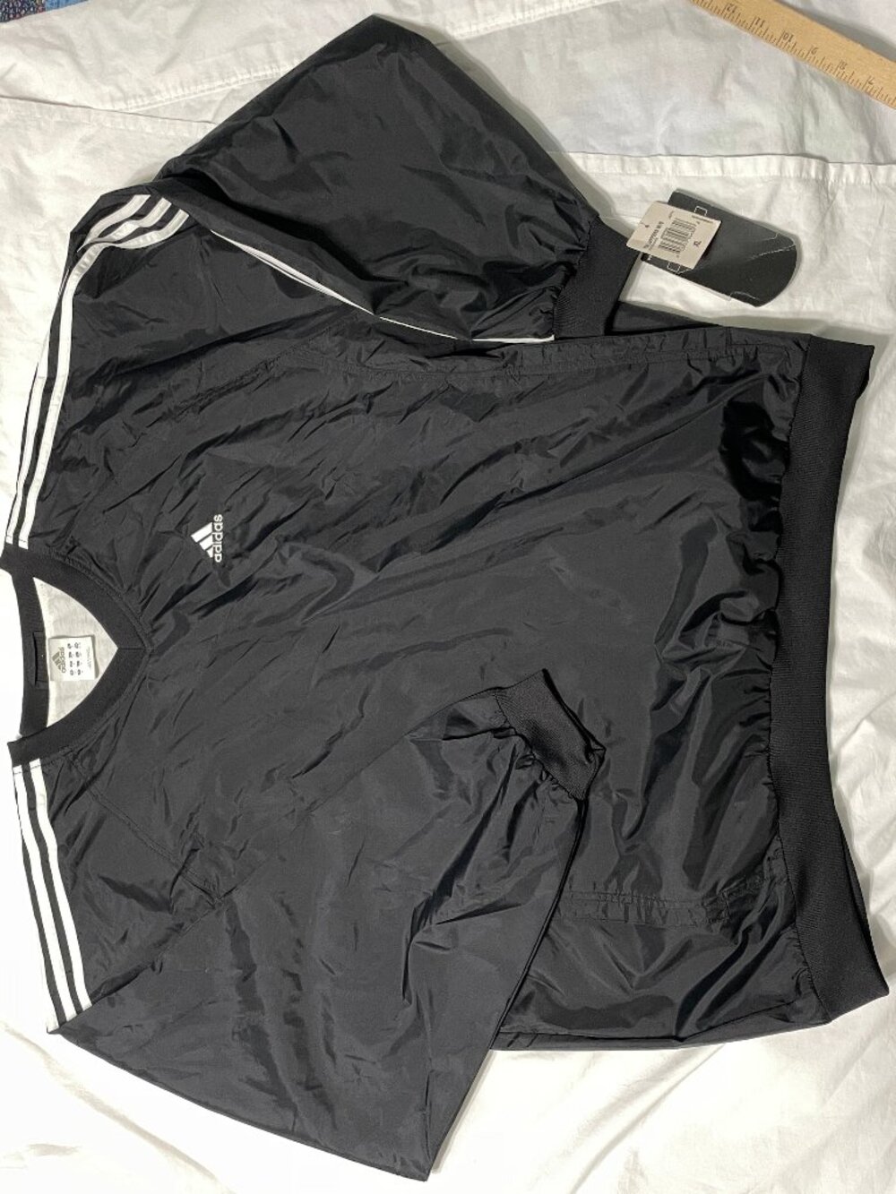 NWT Vtg Adidas Mens Sz XL V-Neck Pullover Windbreaker Tm Jeffers W/S Y2K Black